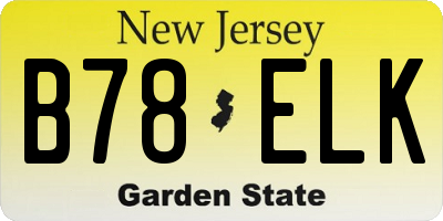 NJ license plate B78ELK