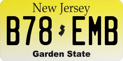 NJ license plate B78EMB