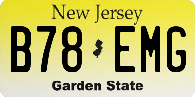 NJ license plate B78EMG