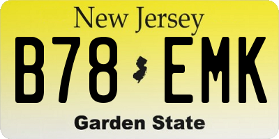 NJ license plate B78EMK