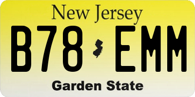 NJ license plate B78EMM
