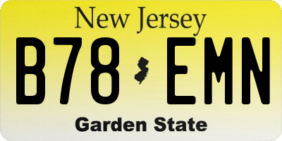 NJ license plate B78EMN