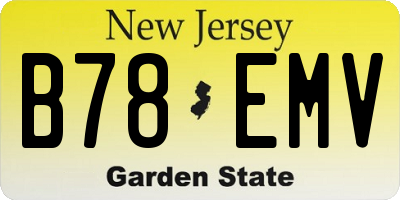 NJ license plate B78EMV