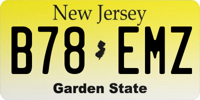 NJ license plate B78EMZ