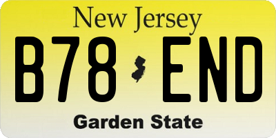 NJ license plate B78END