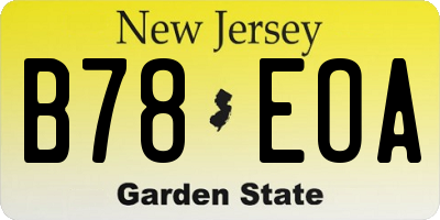 NJ license plate B78EOA