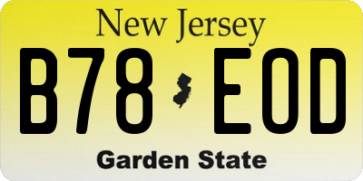 NJ license plate B78EOD