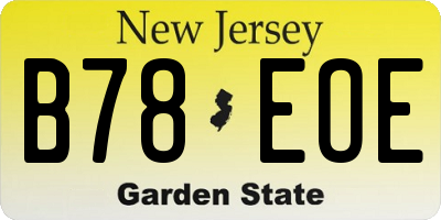 NJ license plate B78EOE