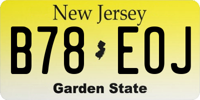 NJ license plate B78EOJ
