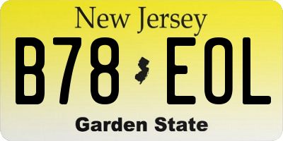 NJ license plate B78EOL