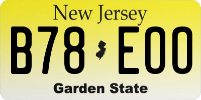NJ license plate B78EOO