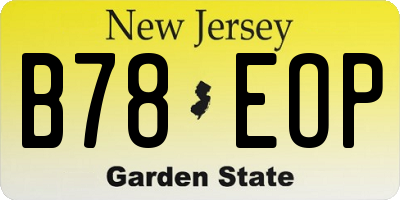 NJ license plate B78EOP