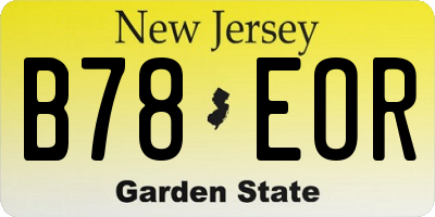 NJ license plate B78EOR