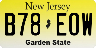 NJ license plate B78EOW