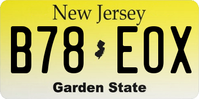 NJ license plate B78EOX