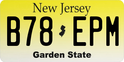 NJ license plate B78EPM