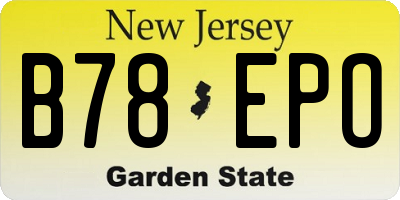 NJ license plate B78EPO