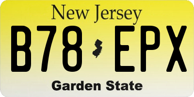 NJ license plate B78EPX