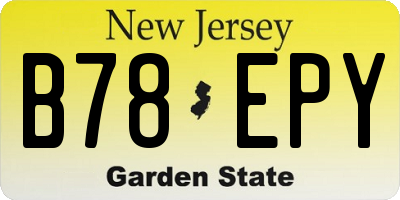 NJ license plate B78EPY