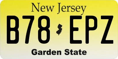 NJ license plate B78EPZ