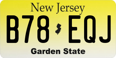 NJ license plate B78EQJ