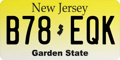NJ license plate B78EQK