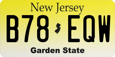 NJ license plate B78EQW