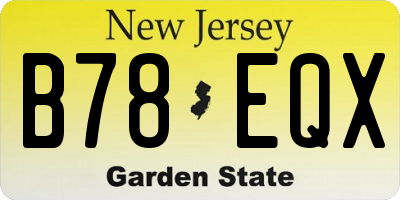 NJ license plate B78EQX