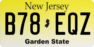 NJ license plate B78EQZ