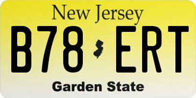NJ license plate B78ERT