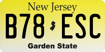 NJ license plate B78ESC