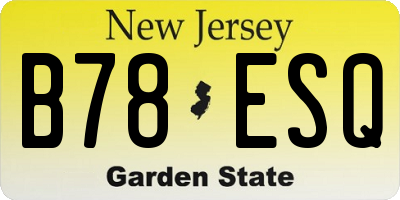 NJ license plate B78ESQ