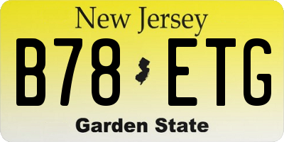 NJ license plate B78ETG