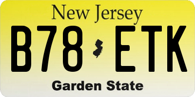 NJ license plate B78ETK