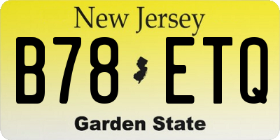 NJ license plate B78ETQ