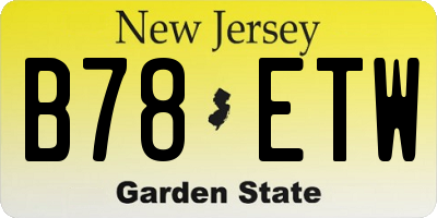 NJ license plate B78ETW