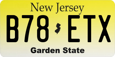 NJ license plate B78ETX