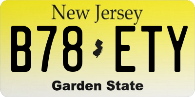 NJ license plate B78ETY