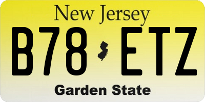NJ license plate B78ETZ