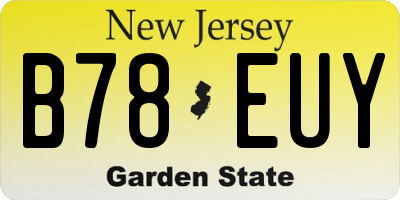 NJ license plate B78EUY