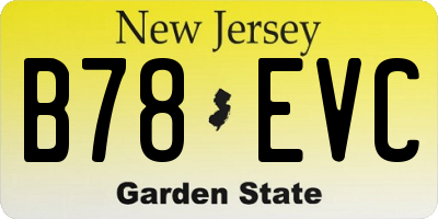 NJ license plate B78EVC