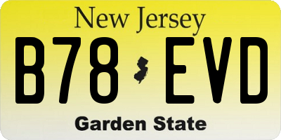 NJ license plate B78EVD