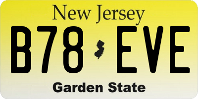 NJ license plate B78EVE