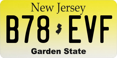 NJ license plate B78EVF