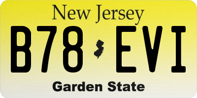 NJ license plate B78EVI