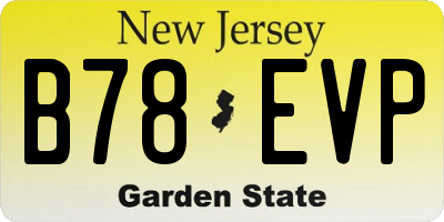NJ license plate B78EVP