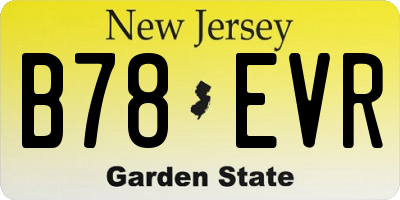 NJ license plate B78EVR