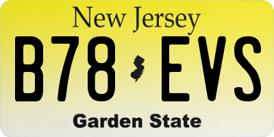 NJ license plate B78EVS