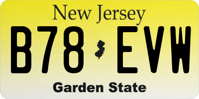 NJ license plate B78EVW