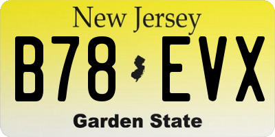 NJ license plate B78EVX